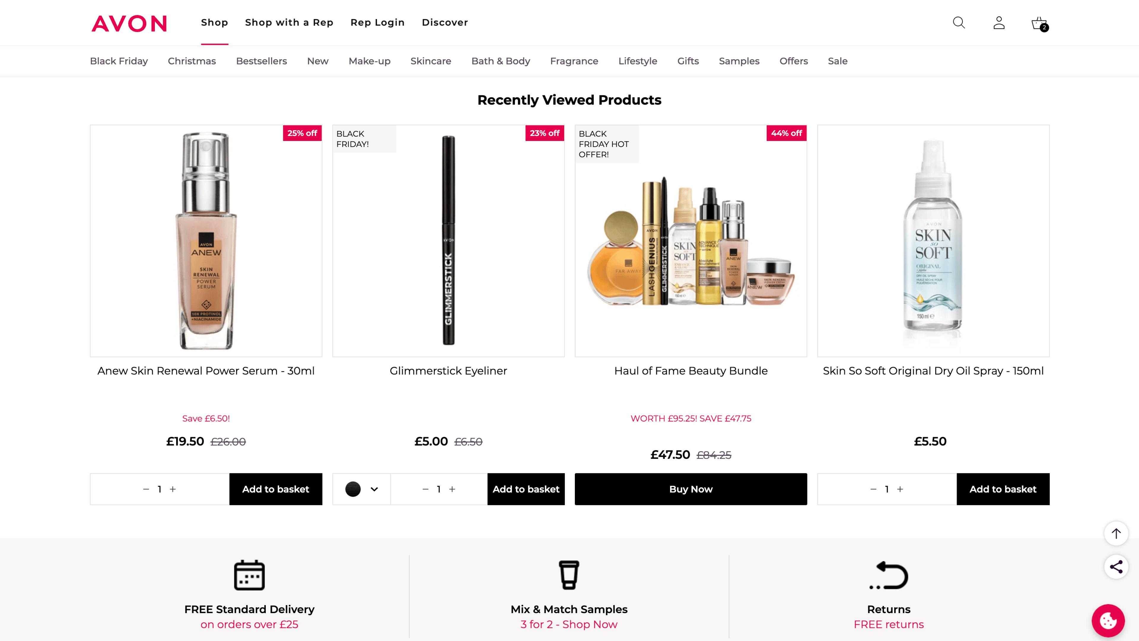 Recently Viewed Products on Homepage